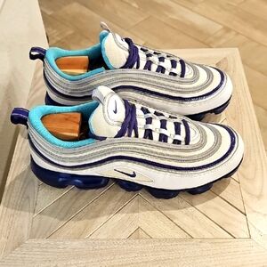 Nike Men's Vapor Max 97 Sneakers, Size 11,  White / Teal / Purple